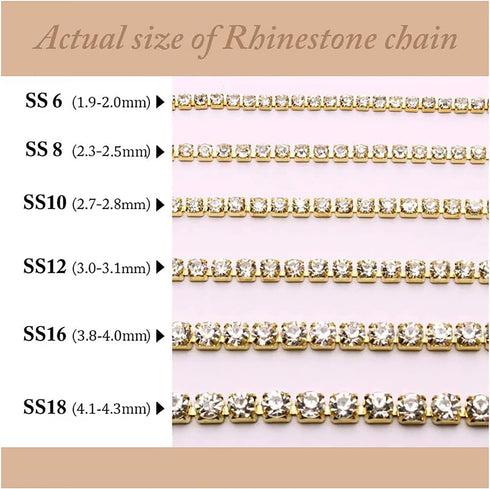 ZAYI 5 Yards 2MM Crystal Rhinestone Diamond Chain Trim, Rhinestones Clear Trimming Claw Chain for Crafts, Sewing, DIY, Jewelry, Wedding, Decoratio...