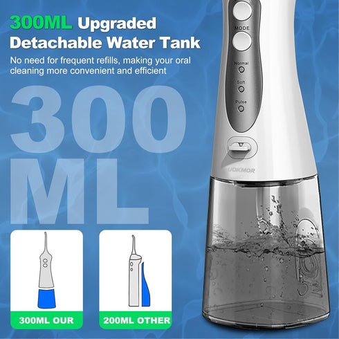 Water Flosser Cordless Teeth Pick: Portable Adults Dental Oral Irrigator for Travel Flossers Cleaning Picks 300ML...
