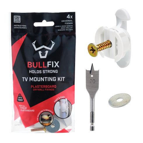 Bullfix TV Kit - Drywall Anchors for TV Bracket, Hollow Wall Anchor & Screws for Mounting TV to Drywall, Wall Mount Hardware Kits, Heavy Duty Wall...