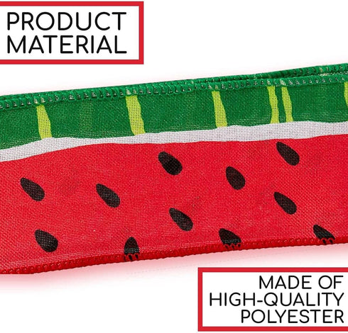 10 Yards 2.5 Inch Watermelon Ribbon Decorative Fruit Printed Satin Ribbon Summer Ribbon Watermelon Wreath for Crafts Wrapping DIY...