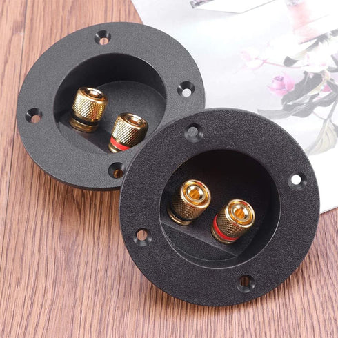 1 Pair 3-Inch Double Binding Round Gold Plate Push Spring Loaded Jacks Speaker Box Terminal Cup...