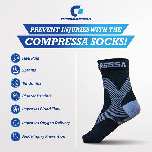 Compressa Compression Socks for Women & Men - Ankle Compression Sleeve with Premium Non-Slip Support Joint Pain, Muscle Recovery, Arthritis Relief...