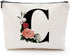 Personalized Initial Makeup Bag for Women, Letter C Cosmetic Bag Toiletry Pouch A-Z Letters Make up Bag Monogrammed Toiletry Bag, Birthday Gifts f...