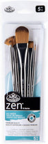 Royal & Langnickel Zen 5pc Standard Handle Brush Set, Includes - Oval Wash, Angular, Shader, Fan & Round Brushes...