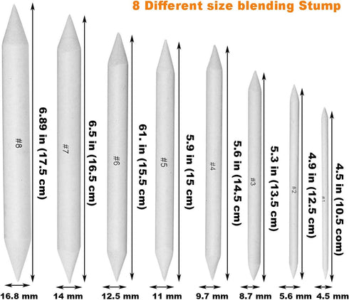 EuTengHao 22 Pieces Blending Stumps and Tortillions Set With 2 Sandpaper Pencil Sharpener, 1 Pencil Extension Tool and 1 Eraser for Student Sketch...