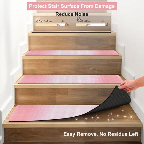 OJIA Extra Non-Slip Stair Treads for Wooden Steps, 30"X8" Indoor Stair Runners Slip Resistant Stair Rugs Safety Mats for Dogs, Kids & Elders, Rubb...