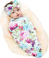 Galabloomer Receiving Blanket Headband Set Flower Print Baby Swaddle Receiving Blankets...