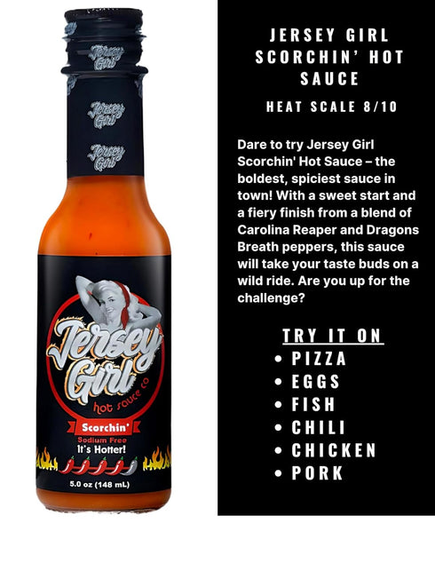 Jersey Girl Scorchin' No Salt/Sodium Free Hot Sauce 5oz (Carolina Reaper & Dragon's Breath Pepper Sauce (2 Pack) - All Natural...