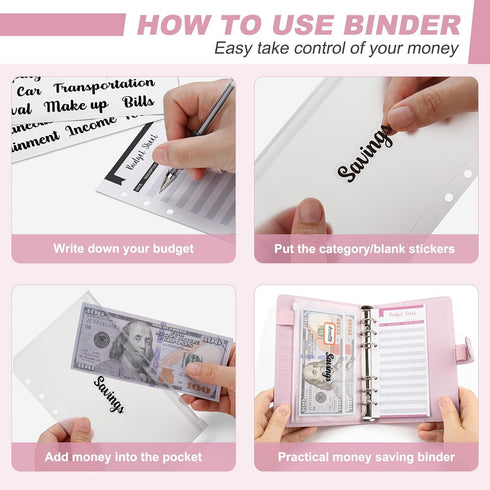 Onlyesh Budget Binder,Cash Envelopes for Budgeting,Money Organizer for Cash,28Pcs Budget Planner with Cash Envelopes(Shiny Pink)...