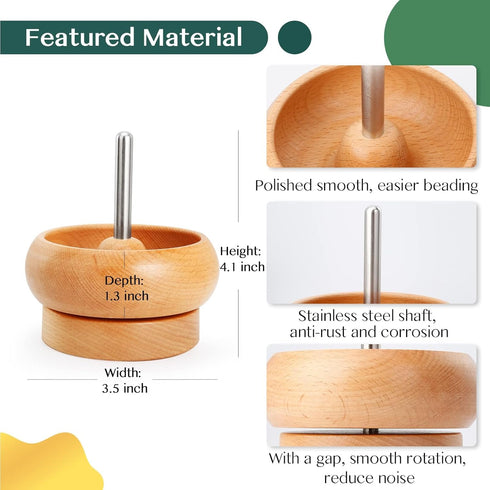 Tilhumt Bead Spinner for Jewelry Making, Effortless Rotating Bead Spinner Kit with Beads, Trays, Scoop, and 2 Big Eye Beading Needles for Making S...