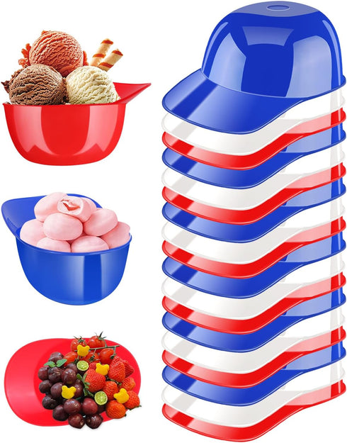 18PCS Mini Baseball Helmet Ice Cream Snack Bowl, 8 oz Helmets Plastic Baseball Cups, Kids Helmet Bowls, Mini Dessert Spoons Plastic Ice Cream Spoo...