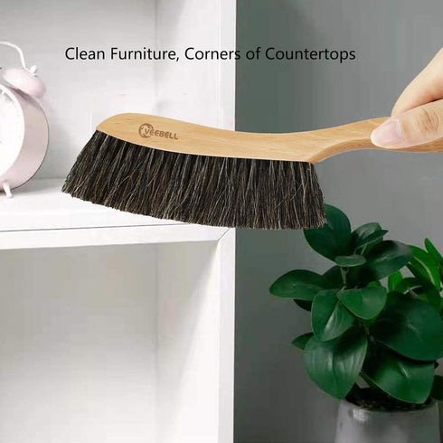 Horse Hair Brush Hand Broom Dusting Brush for Home Cleaning, Wood Handle Soft Brush Duster for Counter Furniture, Bed, Bench Fireplace,Car, Shop B...