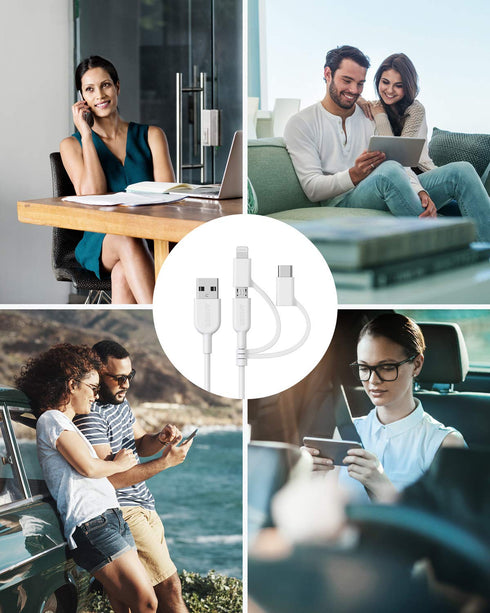 Anker Powerline II 3-in-1 Cable, Lightning/Type C/Micro USB Cable for iPhone, iPad, Huawei, HTC, LG, Samsung Galaxy, Sony Xperia, Android Smartpho...