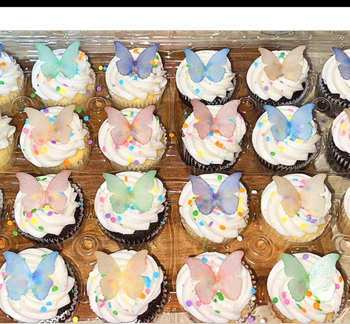 Edible Butterflies for Cake Decorating Set of 24-2" Big Size Cake and Cupcake Toppers, Butterfly Cake Toppers...