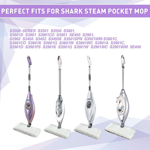 Tidy Monster 2 Pack Microfiber Steam Mop Replacement Pads for Shark Steam Pocket Mops S3500 Series S3501 S3601 S3550 S3901 S3801 SE450 S3801CO S36...