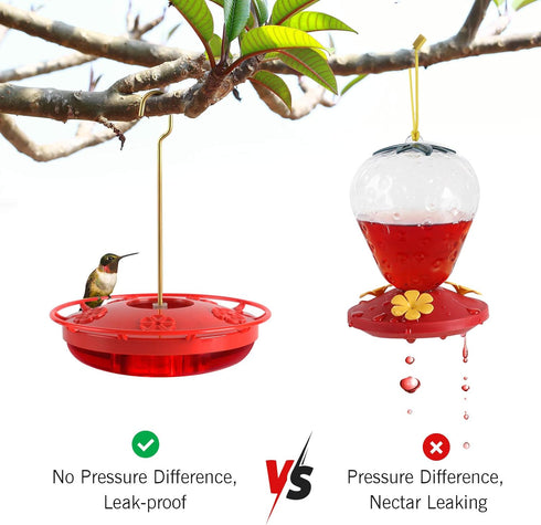 eWonLife Hummingbird Feeder for Outdoors, 2 Pack, Leak-Proof, Easy to Clean and Refill, Saucer Humming Bird Feeder Plastic, Including Hanging Hook...