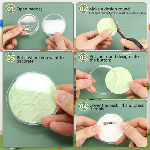 20 Set Clear Button Pins For Crafts? Plastic Button Making Kit,Blank Button Pins Bulk, Make Your Own Buttons Badge Maker Diy Crafts?Photo Buttons ...