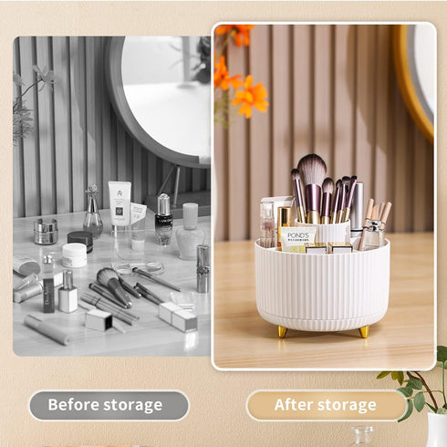 funest Makeup Brush Holder Organizer,360° Rotating Pencil Pen Holder Cup,Desk Accessories,5 Slot Make up Brushes Cup,for Storage Stand for Cosmeti...