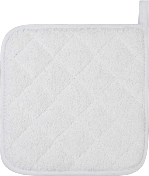 100% Cotton Kitchen Everyday Basic Terry Pot Holder Heat Resistant Coaster Potholder for Cooking and Baking Set of 5 White...