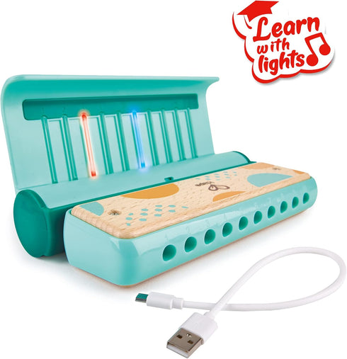 Hape Learn with Lights Harmonica | USB Charging Capabilities | Leaning and Band Mode | Musical Instrument...