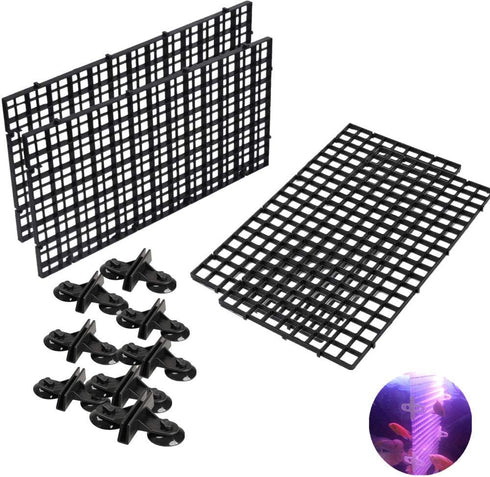 4 Pcs Aquarium Divider Tray Plastic Grid Aquarium Egg Crate Light Diffuser, Fish Tank Divider Filter Bottom Isolation with 8 Pcs Sucker Clip(Black...