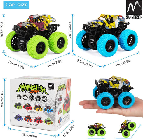 M SANMERSEN 2 Pack 360° Rotating Monster Truck Toys for 3-5 Year Old Boys and Girls - Toddler Car Toys Gifts...