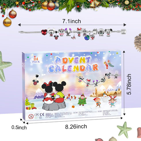 Advent Calendar 2024 Teen Girls Charm Bracelets, 24 Days of Christmas Countdown Calendar with 2 DIY Bracelets, 1 DIY Necklace and 22 Charms, Chris...