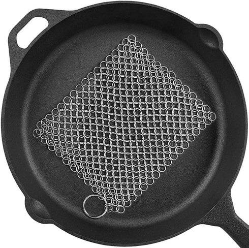 Cast Iron Cleaner 8"x6" 316L Stainless Steel Chainmail Scrubber for Griddle Skillet Dutch Oven Wok Stainless Steel Pot Cast Iron Pan...