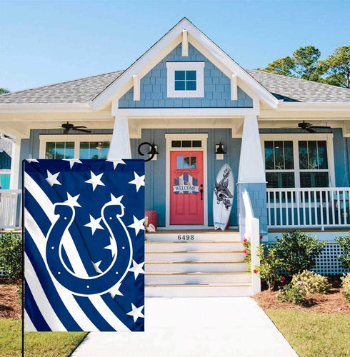 Football Sport Fans Double Two Sided House Flag 12 X 18 Inch?Welcome Decorations Garden Flag,Yard Outdoor Flags Decor (Blue Stripe Design)...