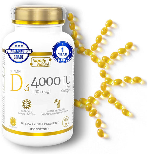 Vitamin D3 4000 IU Softgels - High Potency Immune Support Supplement for Teeth, Bone, & Joints - Pharmaceutical-Grade VIT D3 100 MCG - Highest Pot...