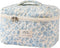 Large Travel Quilted Makeup Bag for Women, Floral Cotton Cosmetic Bag, Coquette Aesthetic Floral Toiletry Organizer Bag...