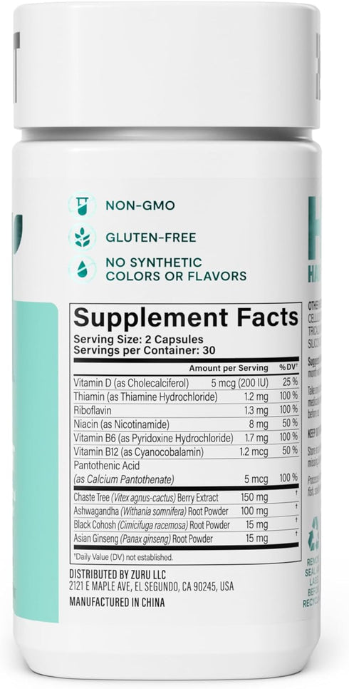 HABIT PMS Support Supplement for Women (60 Capsules) - Supports Premenstrual Symptoms & Stress, Hormone Balance, Mood, B Vitamins, Vitamin D, Chas...