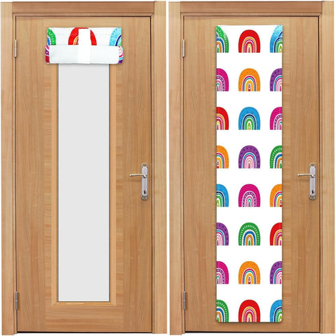 clothmile 2 Pcs Classroom Door Window Cover Rainbow Classroom Door Window Cover 8 X 36 Inches Blackout Lockdown Shades for Glass Doors Window Cove...