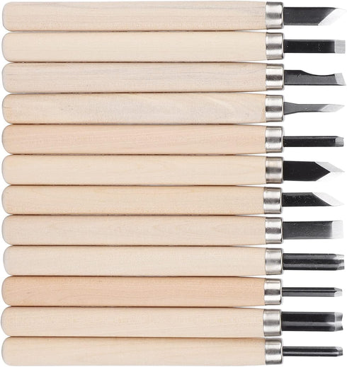 12Pcs Wood Carvin Tool Set, Rubber Stamp Carvin Knife, Steel Sculpture Knife for Soft Materials Wood Soap Clay...