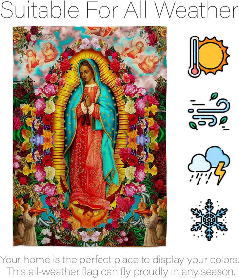Our Lady of Guadalupe Flag Home Decor Faith Hope Grace Grave Yard Decorations For Cemetery Peace Dove Religious Decoration Religion Easter Garden ...