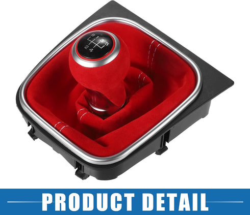 5 Speed Car Manual Gear Shift Knob Boot for Volkswagen Golf MK7 2013-2018 Red...