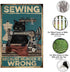 Yepzoer Cat Kitty Sewing Retro Style,Sewing Because Murded is Wrong,Bar Sign Wall Art Decor Metal Sign Coffee Sign,12x8 inch...