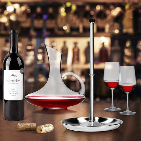 Wine Decanter Drying Stand with Silicone Head to Prevent Scratches-Detachable Shelf Decanter Rack Holder with Drip Catching Base, Decanter and Win...