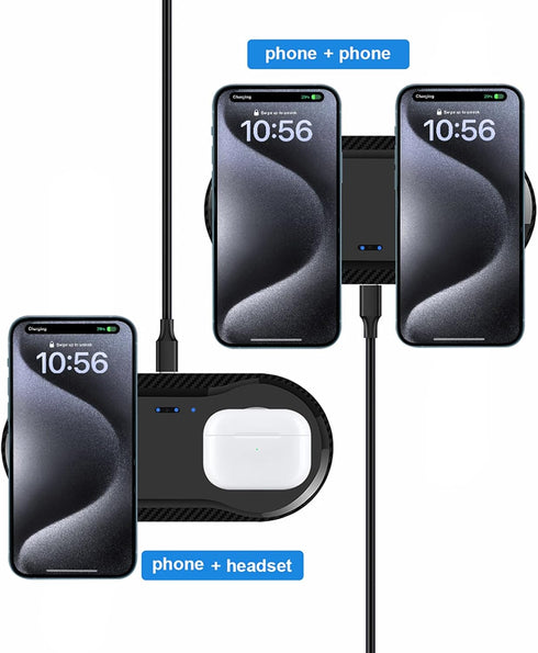 Wireless Charging Pad, 30W Dual Wireless Charging Pad Compatible with iPhone 15 14 13 12 XR,Galaxy S24 S23 S22 S10,Google Pixel 8 7 6,for AirPods ...