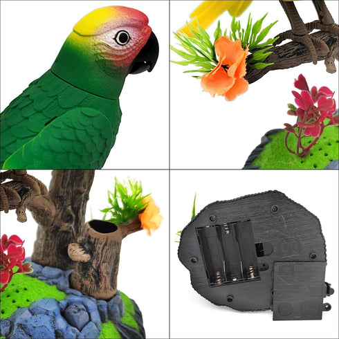 Tipmant Electronic Bird Toys Electric Parrots Animal Pets Move Chirp Realistic Home Office Room Decoration Kids Birthday Gifts (Green)...