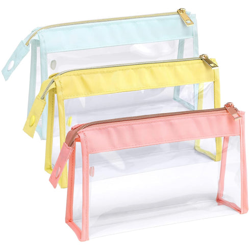 PACKISM Clear Makeup Bag - Large Opening Clear Pouches with Zipper, Help Organize Travel Toiletries Neatly, TSA Approved Toiletry Bag for Easily P...
