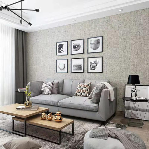 Linen Textured Fabric Wallpaper,Peel and Stick 3D Wallpaper Self-Adhesive Wallpaper Removable Wallpaper for Cabinets Counter Top Bedroom(Light Gra...