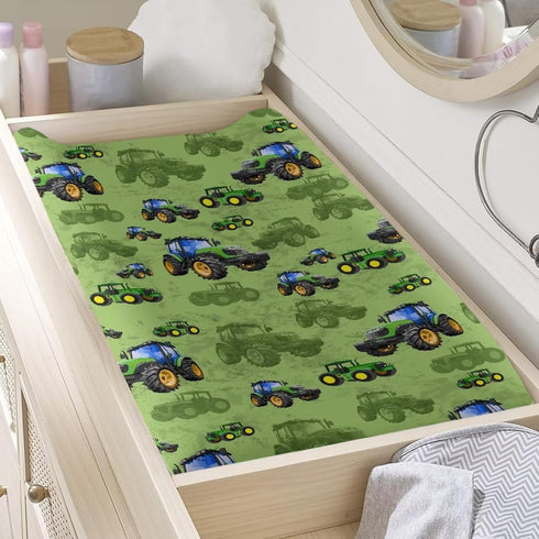 Farmer Tractors Diaper Change Table Pad Covers Ultra Soft Infant Stretchy Changing Table Cover for Baby Boys and Girls Soft Stretchy Safe Snug Fit...