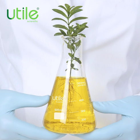 Utile Glass Erlenmeyer Flask Set, 50ml Narrow Mouth Erlenmeyer Flasks, 6pcs of Borosilicate 3.3 Glass Conical Flasks for Laboratory with Printed G...