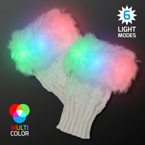 FlashingBlinkyLights Light Up Fuzzy Fingerless LED Glow Gloves...