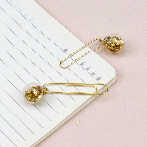10PCS Paper Clips Office Note Paper Clamp Mini Clothespin Paperclips with Crystal Ball for Paper Organizer Paperwork (Gold)...