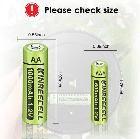 Rechargeable AA Batteries, Ni-MH Double A Solar Batteries High Capacity 1.2V Pre-Charged for Outdoor Solar Lights, String Lights, Pathway Lights (...