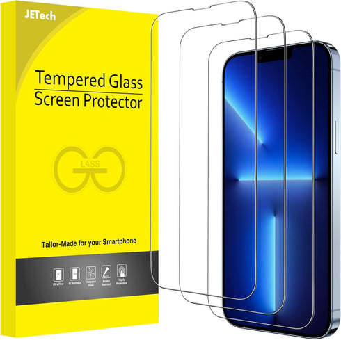 JETech Full Coverage Screen Protector for iPhone 13 Pro Max 6.7-Inch, 9H Tempered Glass Film Case-Friendly, HD Clear, 3-Pack...