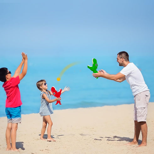 ArtCreativity Dinosaur Pop and Catch Game - Dino Pop and Catch Toy with 2 Catch Cup Launchers and 6 Balls - Press Trigger to Pop Out The Ball - Su...