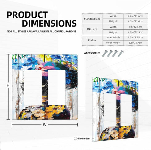 African American Women Farmhouse Flower Light Switch Cover 2 Gang Rocker Decorative Double Decora Wall Plate Electrical Switchplate GFCI Faceplate...